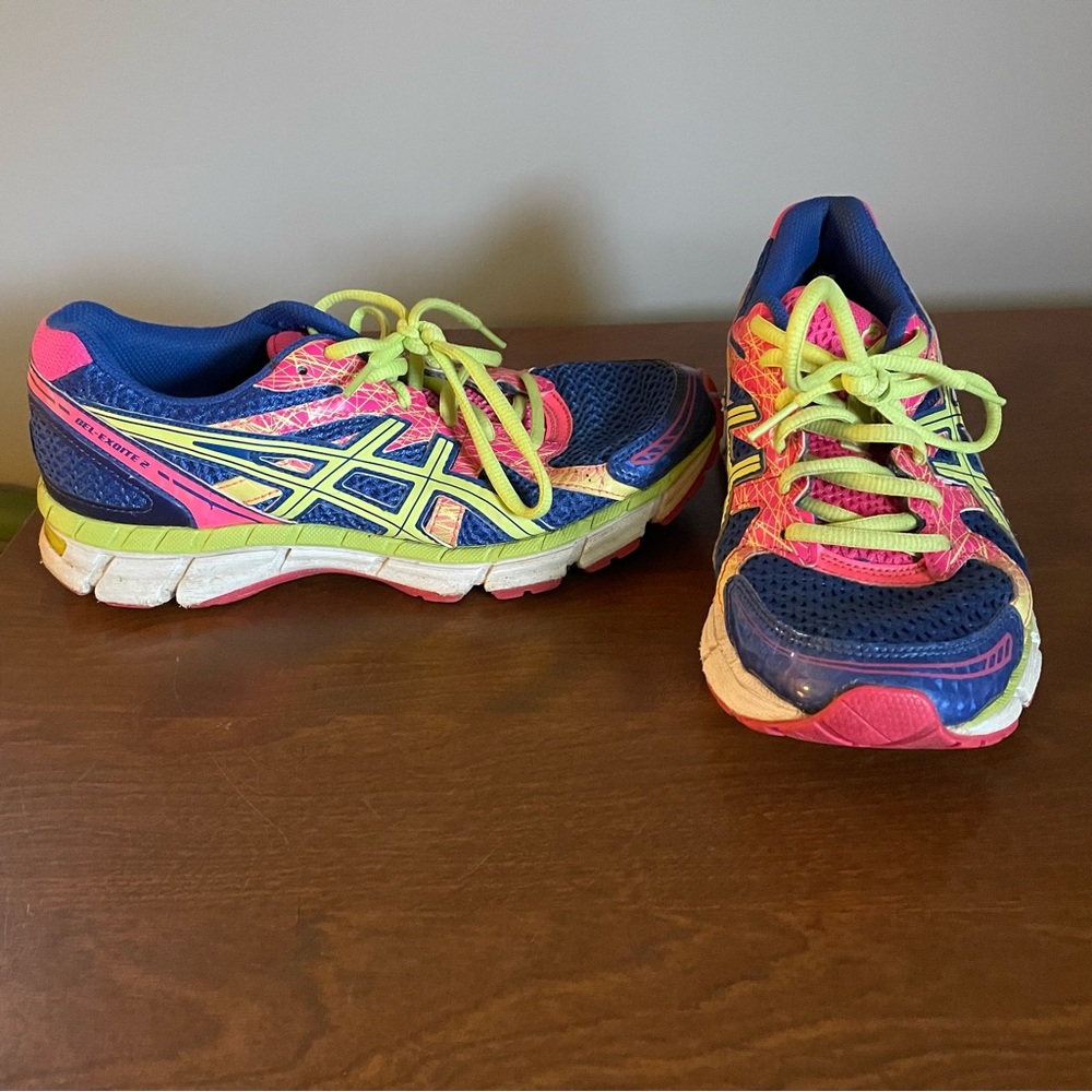 Asics Gel-Exoite 2 Women’s 8 Sneakers - Blue, Pink, and Yellow